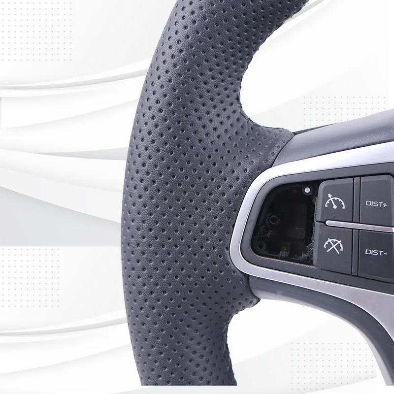 غطاء عجلة قيادة السيارة مخصص من الجلد من الألياف الدقيقة لسيارة جيب كوماندر XK جراند شيروكي III شيروكي IV KK دودج نيترو أسود