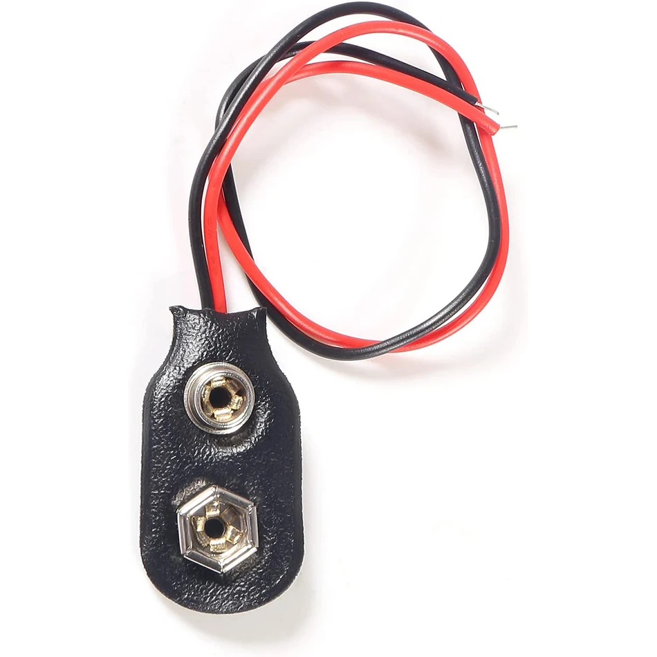 30pcs 9V Battery Clip I-Type T type 9V Battery Buckle Connector Hard Buckle Plastic Housing with Wires Leads