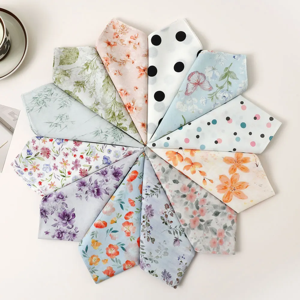 Confezione da 6 fazzoletti da donna in puro cotone, fazzoletti stampati sottili morbidi e confortevoli, souvenir della sposa della stagione del matrimonio, regali per la festa della mamma
