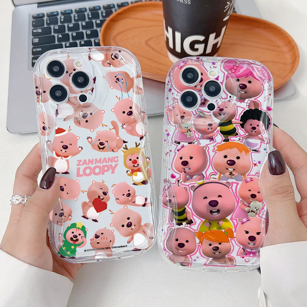 Pink Beaver Loopys Phone Case for Samsung Galaxy A57 A56 A55 A54 A53 A52 A37 A26 A25 A17 A16 A07 A06 4G 5G 3D Wave Soft Cover