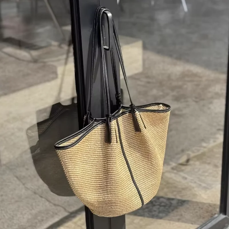 กระเป๋าสะพายไหล่ทอมือสไตล์ฝรั่ - Woven Straw Bag บทวิจารณ์และราคา