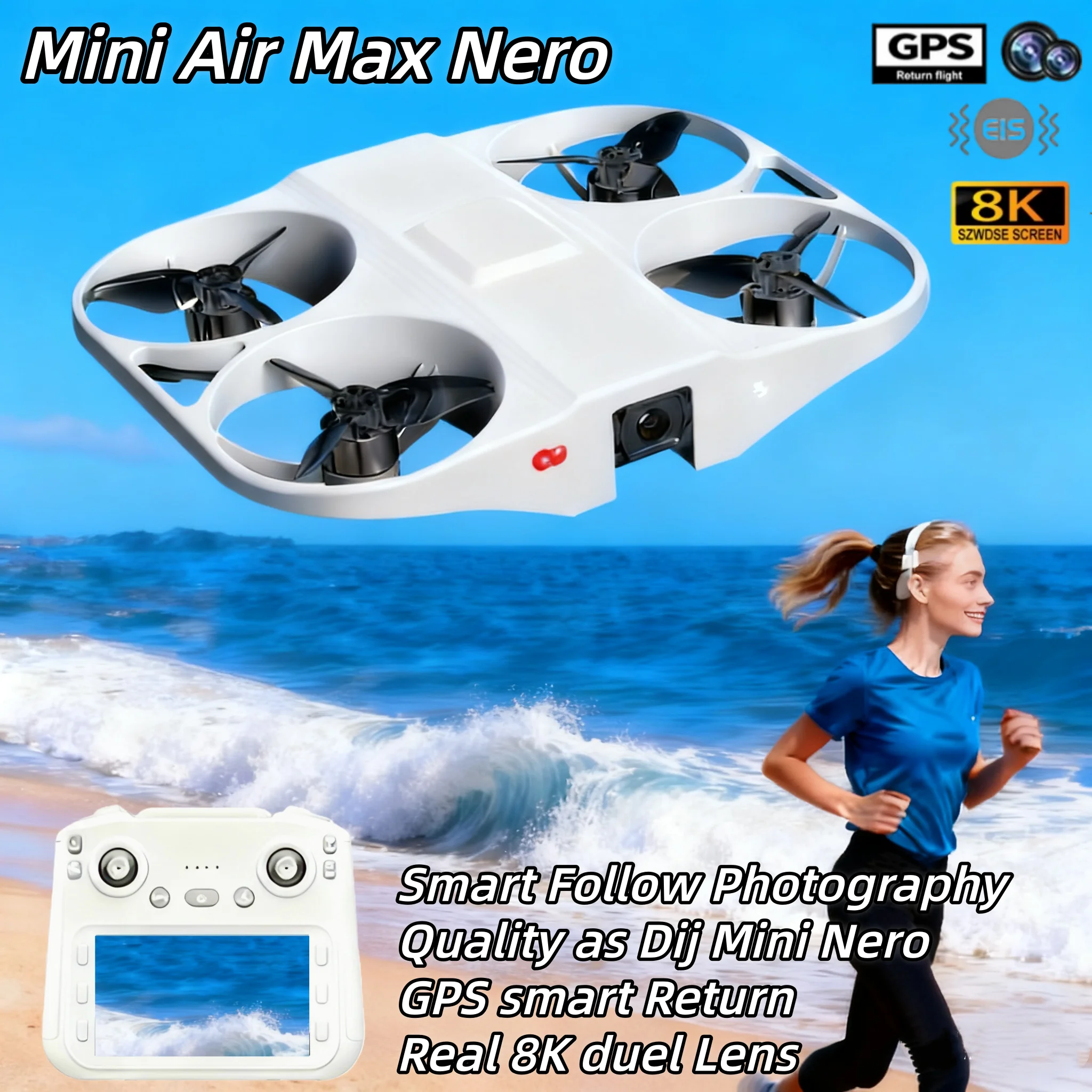طائرة Airmax Neo Mini بدون طيار احترافية ذكية متابعة كاميرا سيلفي للتصوير الجوي RTH 8K HD مع طائرة تحكم عن بعد #2