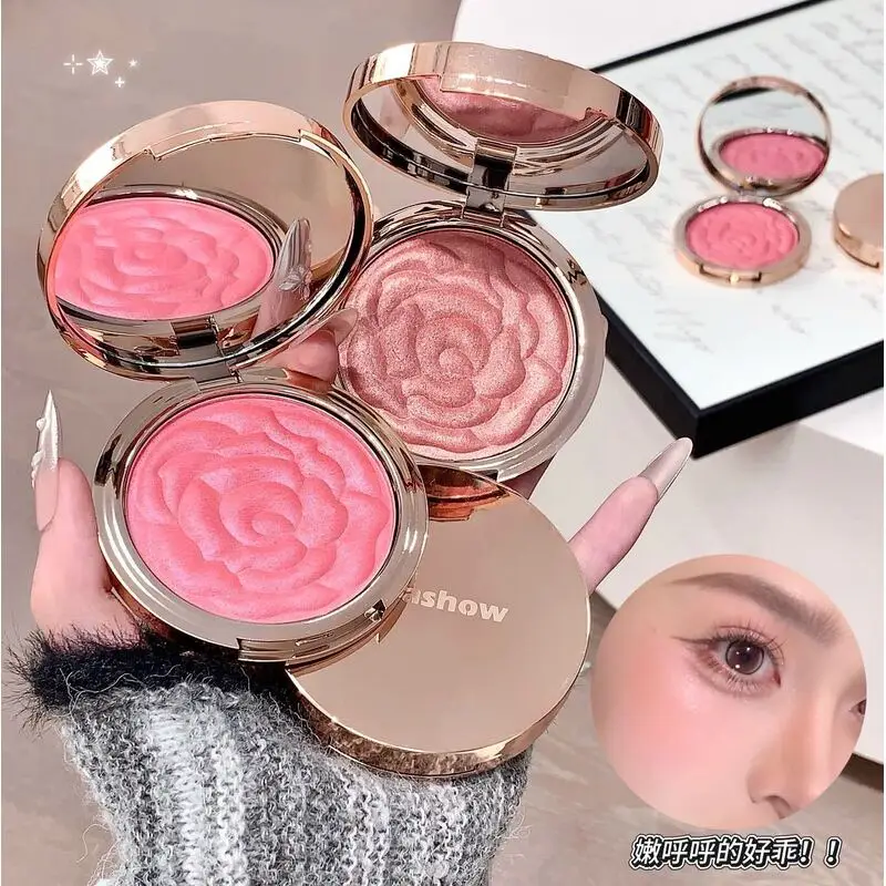 

Kakashow Embossed Rose-Shaped Natural Nude Makeup, Brightening And Contouring Matte Blush Palette For Young Girls