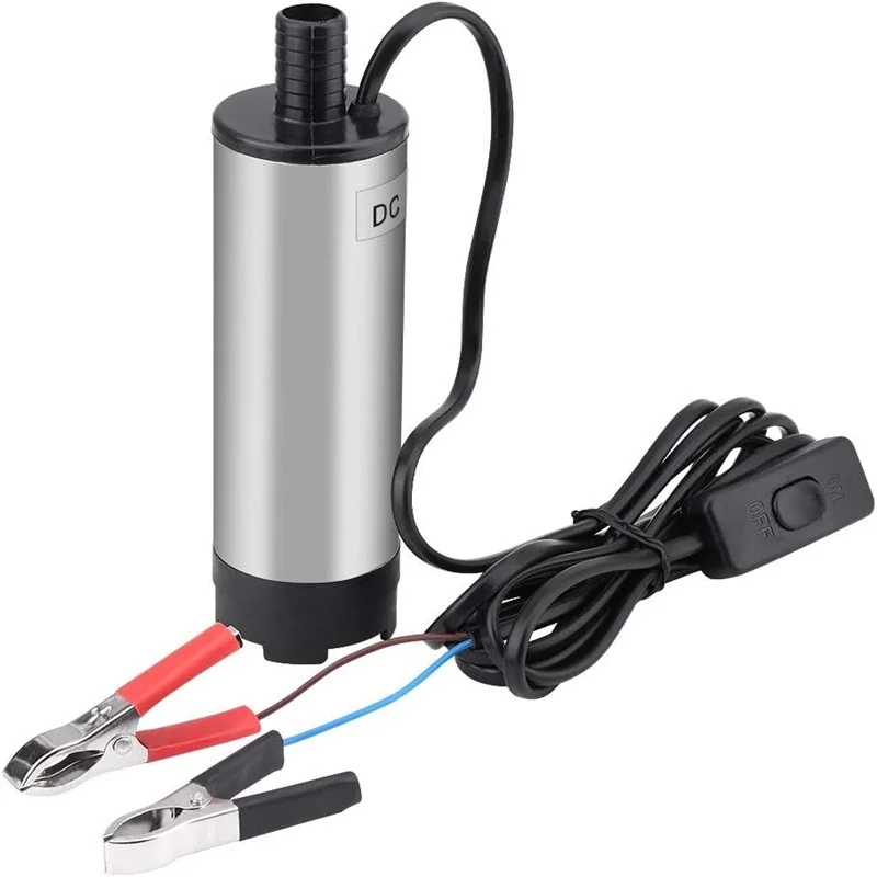 Samochodowa pompa paliwowa DC 12V Mini przenośny włącznik/wyłącznik ze stali nierdzewnej Pompa wodna do przetaczania paliwa olejowego o średnicy 40 mm