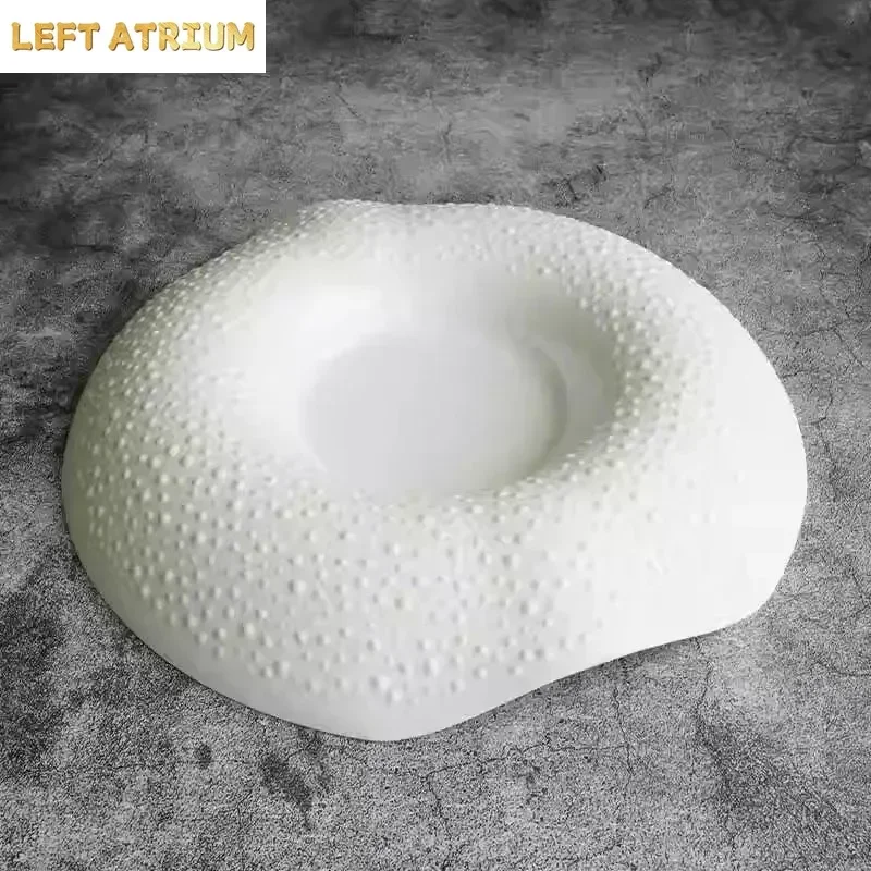 Pure White Bead Dot Ceramic Plate Irregular Dessert Plate Sushi Plate Thick Soup Plates Creative Molecular Cooking Tableware