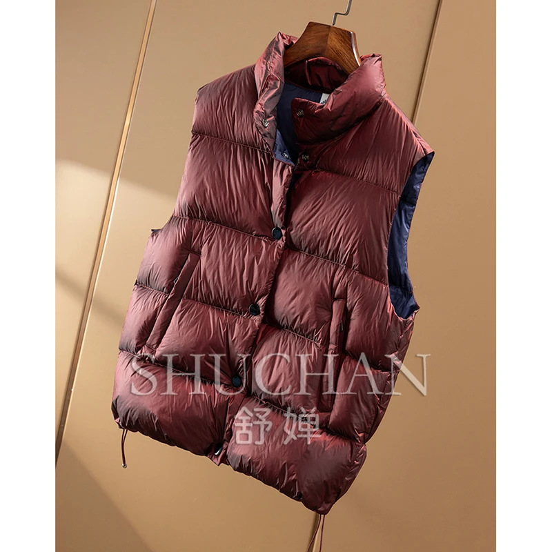 90-down Stand-up Collar Down Vest Jacket Women 2025 New Casacos De Inverno Feminino Sleeveless