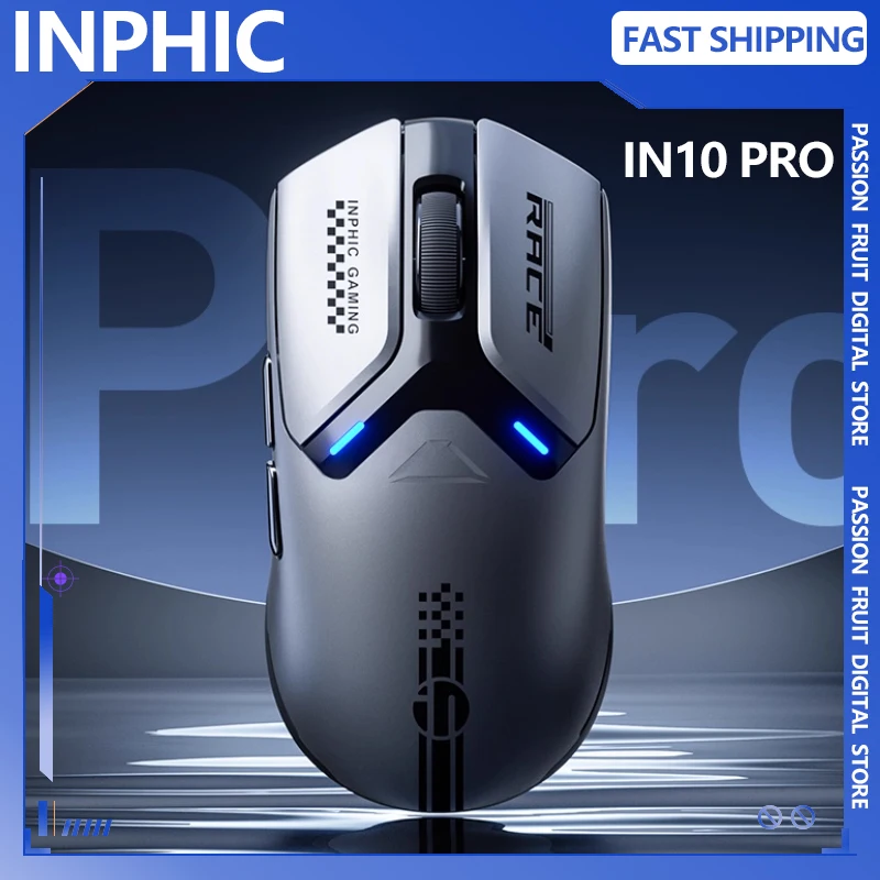 

Беспроводная мышь INPHIC IN10 Pro, 3 режима, беспроводная мышь PAW3395, 8000 Гц, скорость опрокидывания, легкие игровые мыши для геймеров, 1 аксессуары для ПК