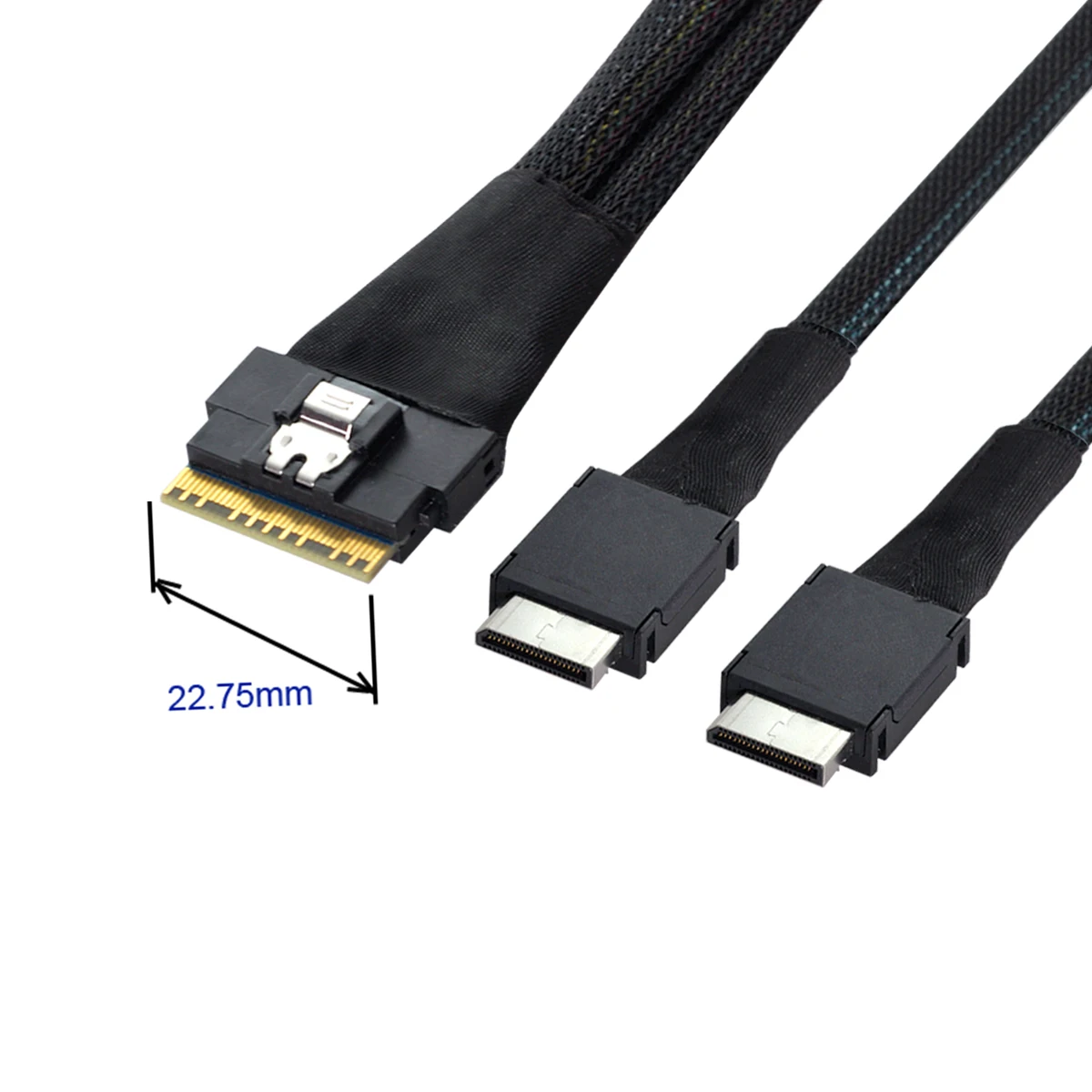 Xiwai 50cm PCI-Express PCI-E Ultraport Slimline SAS Slim 4.0 SFF-8654 8i 74pin to Dual Oculink SFF-8611 Cable