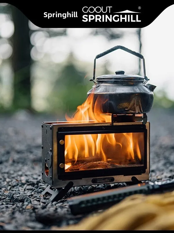

Portable Outdoor Cam Fire Pit Stove Stainl Steel Wood Burning Stove Cact Desktop Fireplace for Boiling Water