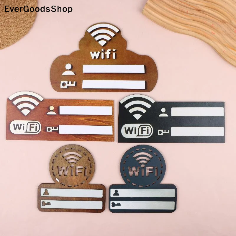 New Vintage Wooden Wifi Password Sign Board Erasable Wifi Info Display Plate With Pen For Cafe Home Hotel Wall Decoration