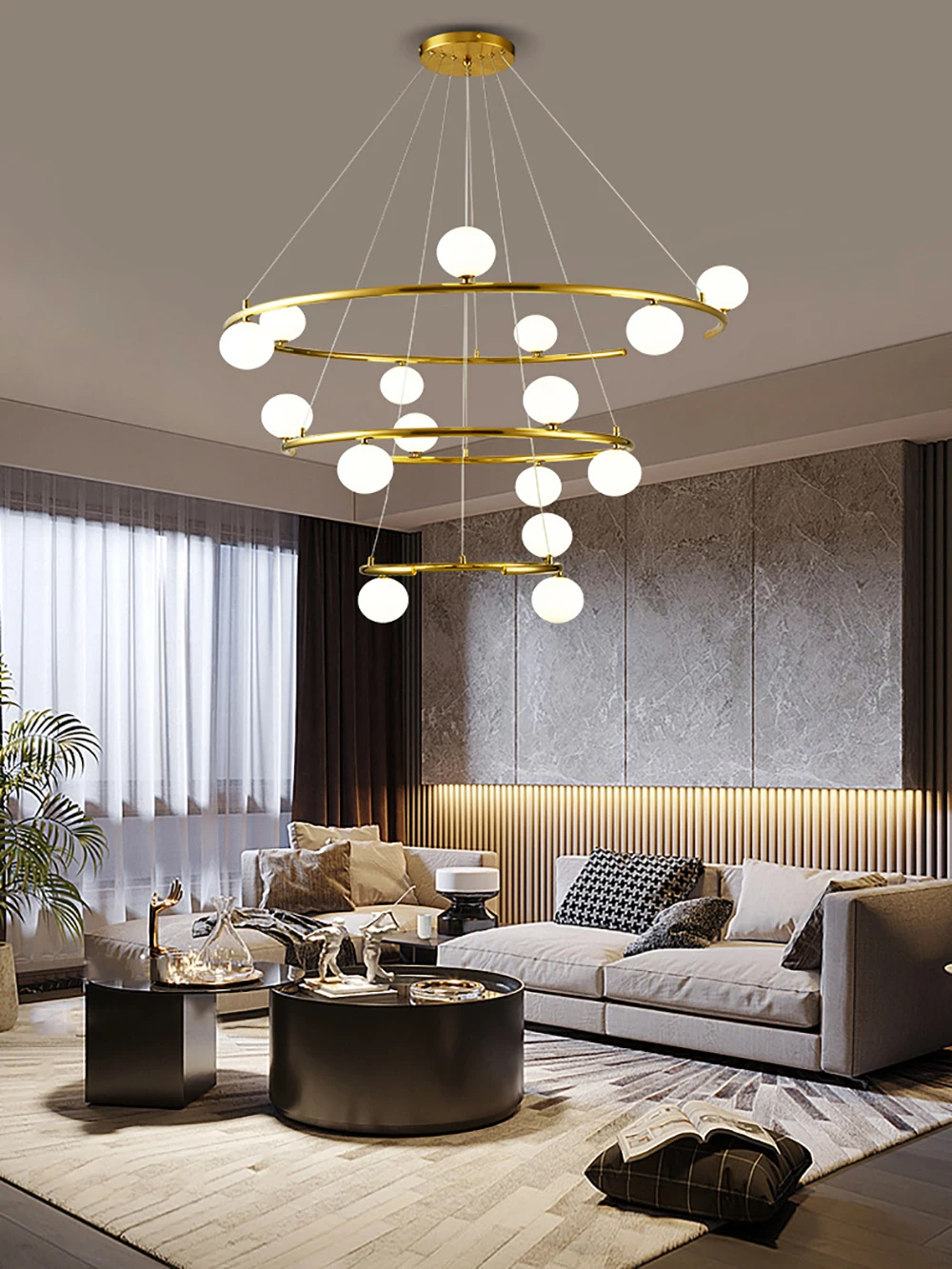 Pendant Light Minimalist Luxury Rings LED Interior Hanging Ceiling Lamps Deluxe Staircase Large Home Light Fixtures for Hotel