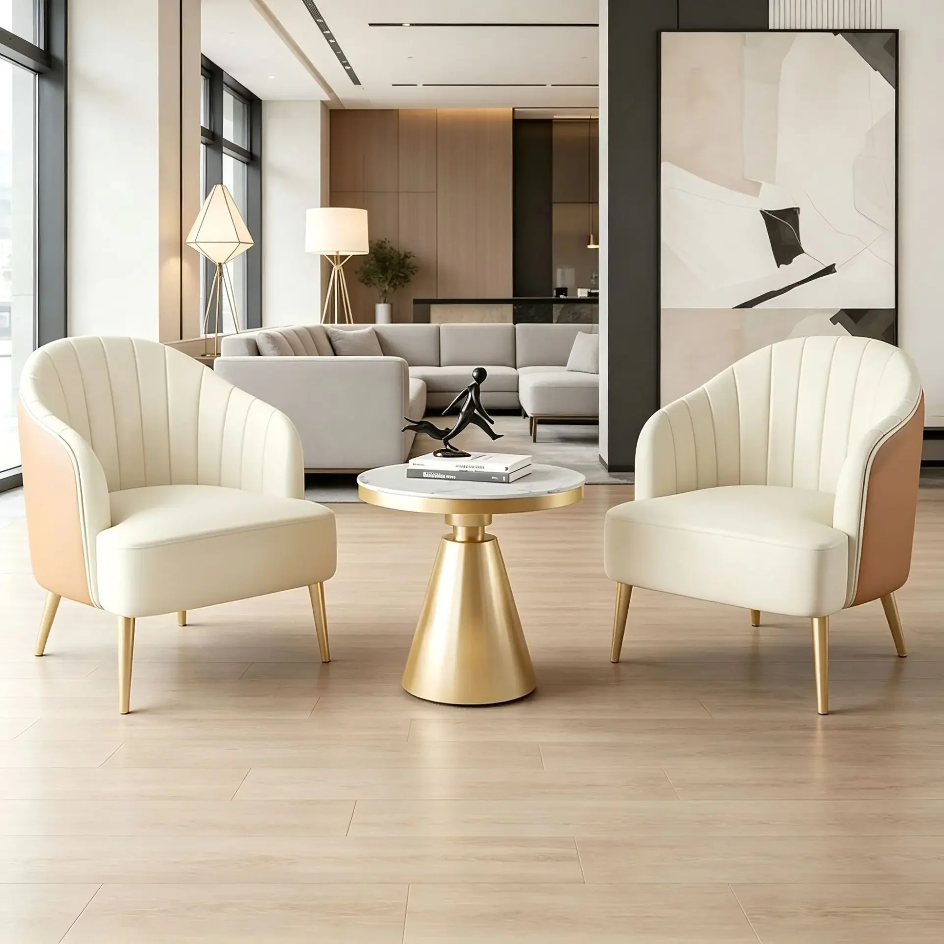 j-4  Light Luxury Sofa Chair for Commercial Lobby, Clubhouse, Hotel Sales Office, Business Reception Negotiation Chair