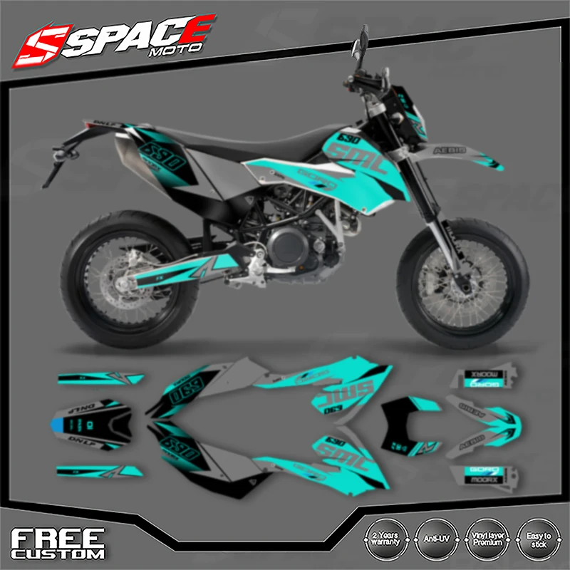 الفضاء مخصص للدراجات النارية الرسومات ل KTM 2008 2009 2010 2011 08-11 LC4 SMC 690 ملصقات مصورة أطقم 003