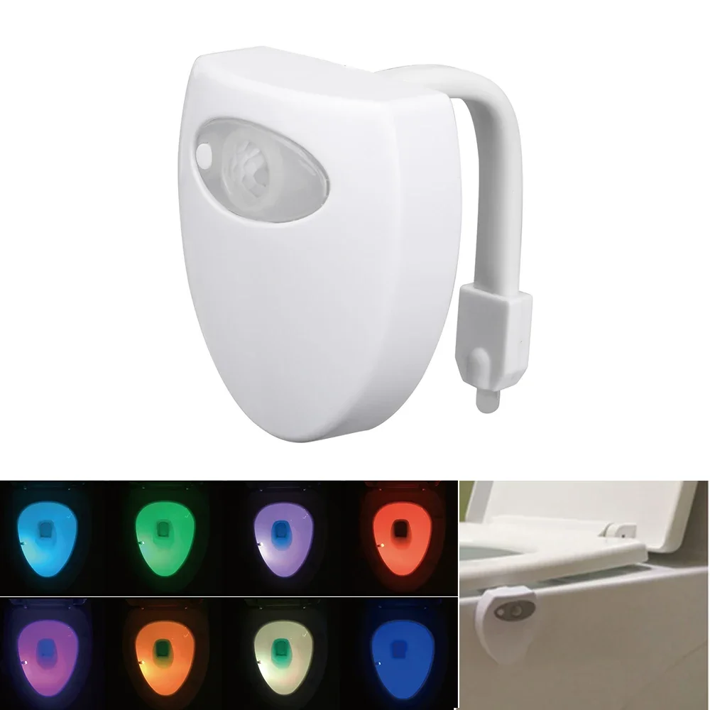 แสงห้องน้ำ Led Light Night Human Motion Sensor Backlight สำหรับห้องน้ำชามห้องน้ำ 8 สี Backlight สำหรับเด็ก