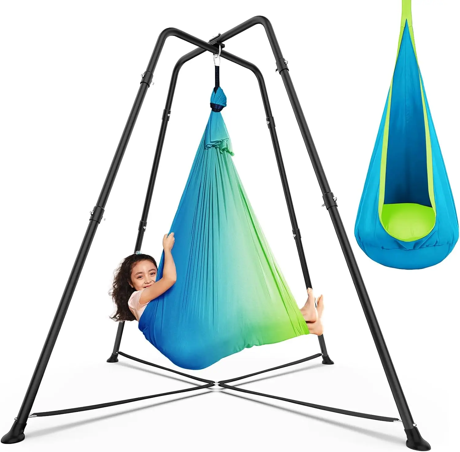 

X-образная подставка для качелей с сенсорным стулом, металлический каркас для использования в помещении и на открытом воздухе для взрослых, емкость 330 фунтов