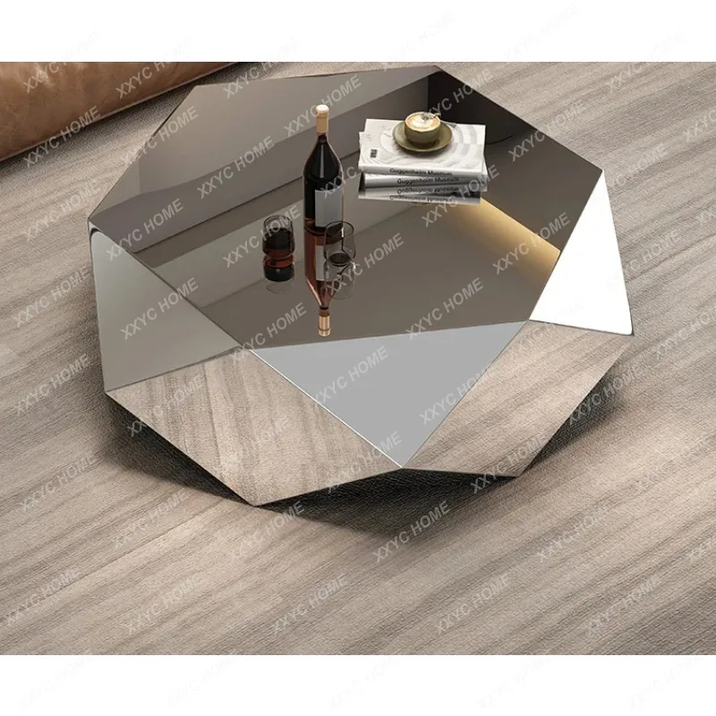 XX High-end living room home  light luxury modern minimalist special-shaped stainless steel diamond coffee table