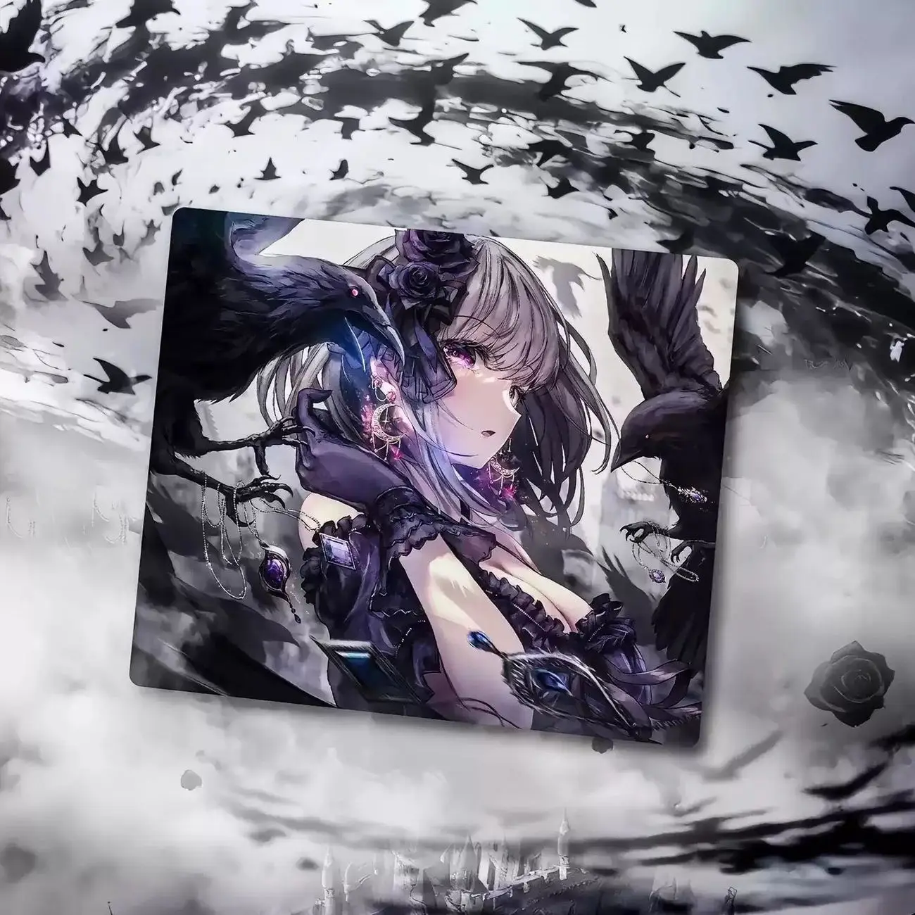Female Esports Tempered Steel Game Anime Glass Gaming Mouse Pad Frosted Surface Desk Glass Mouse Pad E-Sports 450X400 Mouse Pad