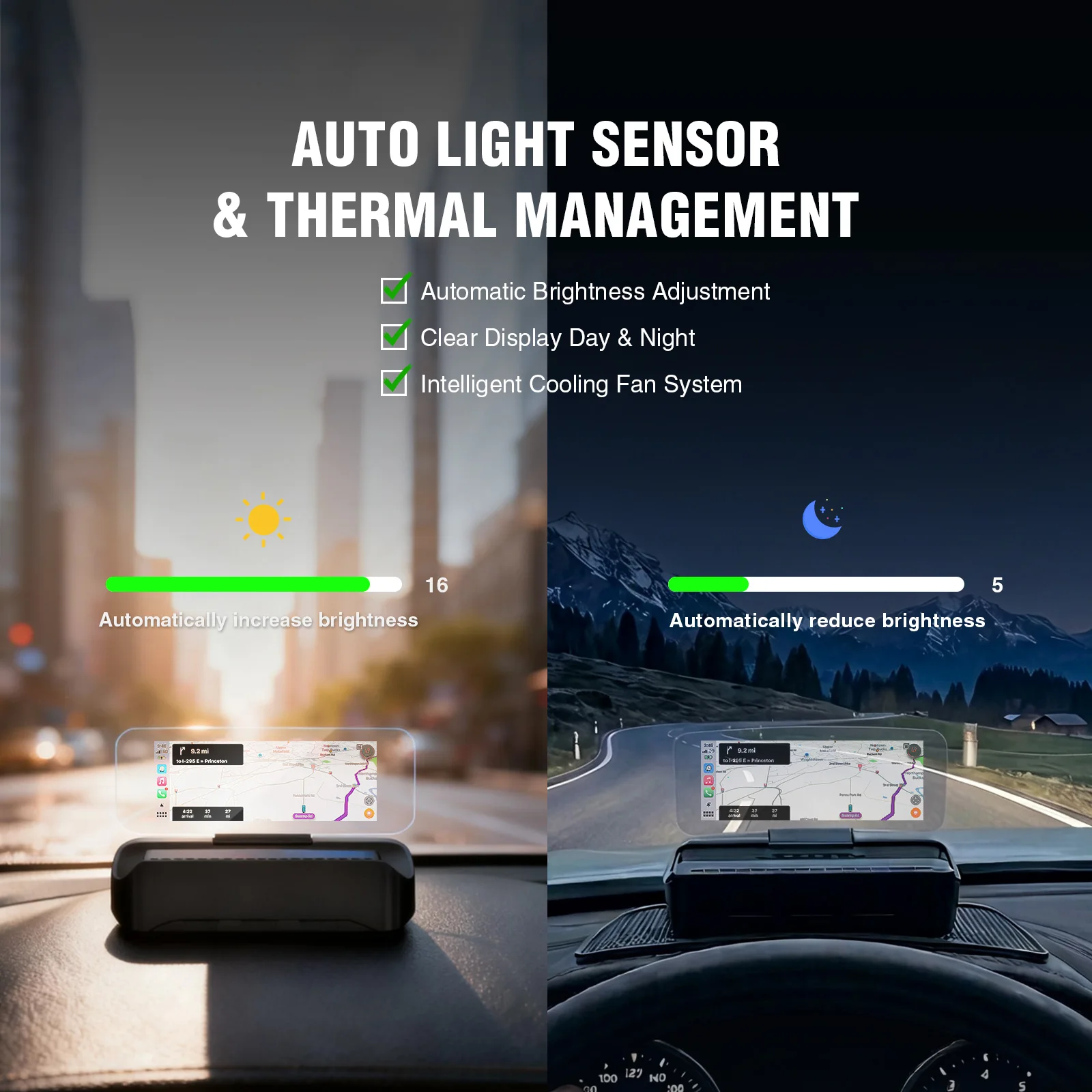 HUD Car GPS V3 Ultra HD Head-Up Display, Wireless CarPlay & Android Auto, O-BD Display Vehicle Speed and Navigation Information view 5