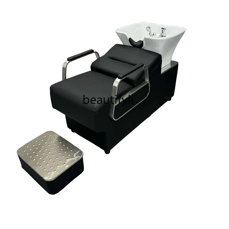 

Barber Shop Shampoo Chair Simple Half Lying Salon Beauty Salon Ceramic Basin Shampoo Chair