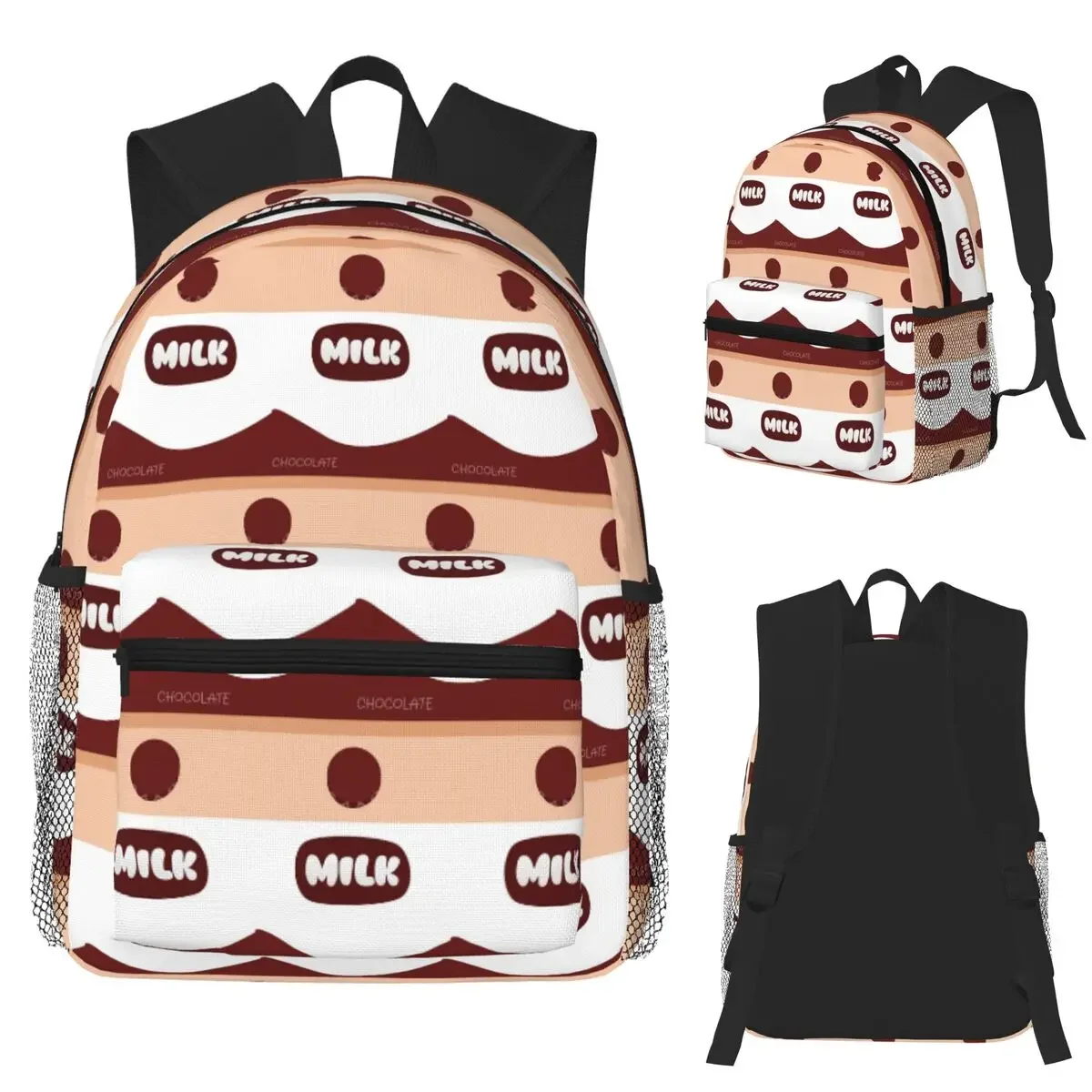 

Шоколадное молоко 2D студенческий рюкзак школьная сумка походный дорожный рюкзак для мальчиков и девочек сумка для книг сумки на плечо