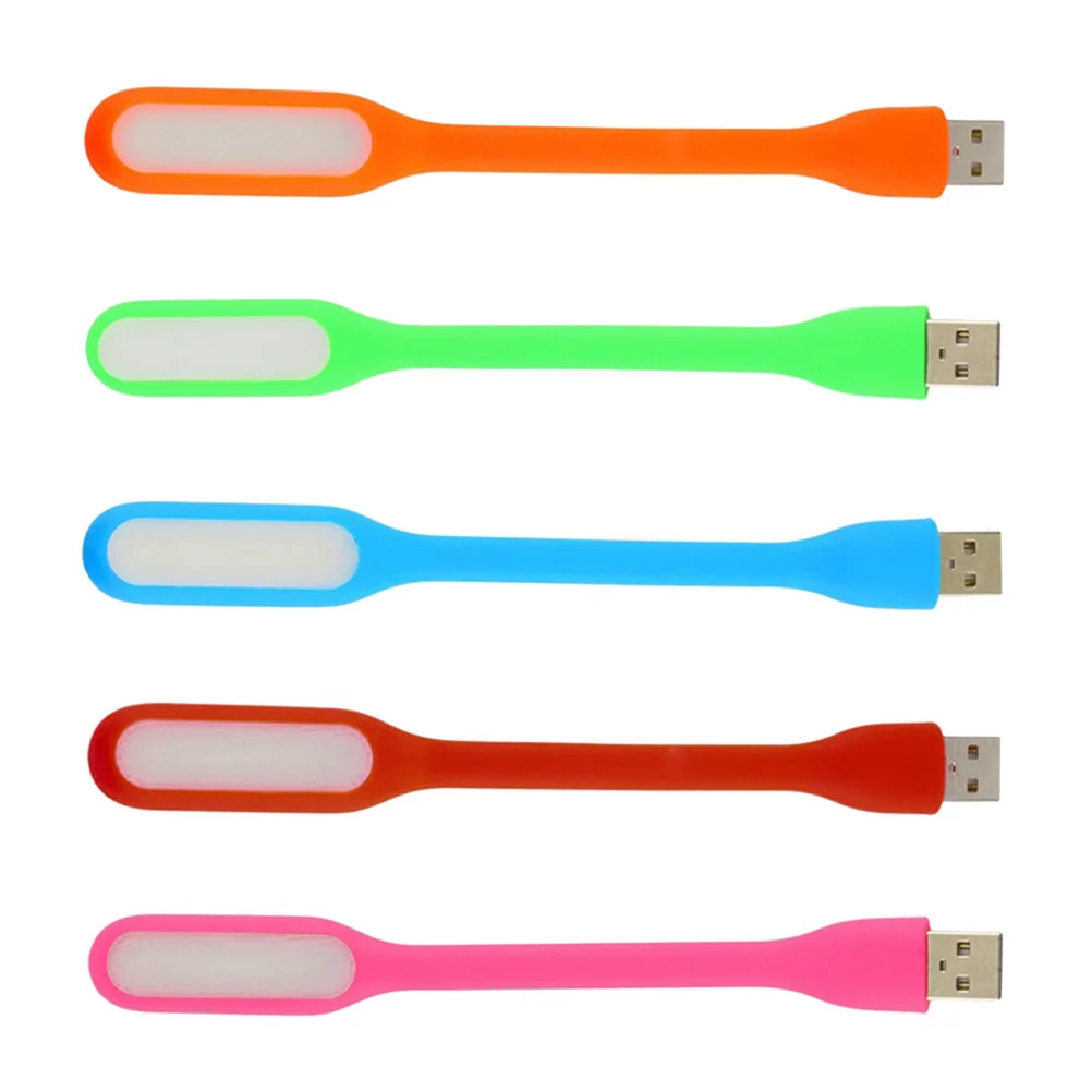 5Pcs USB Small Night Light Flexible LED Lamp 180 Degree Adjustable Portable for Bed Desk Camping Reading Writing Laptop Power
