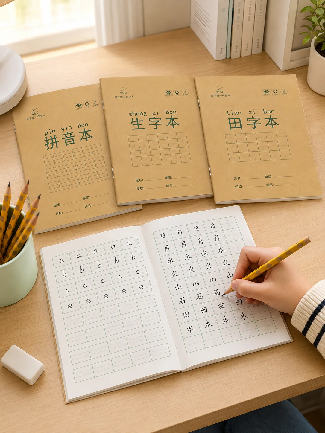 Homework Hina Grid Notebook Pinyin Hina Grid Workbook Character Practice Book
