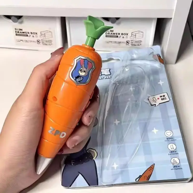Zootopia 2 Carrot Recorder Pen | Judy & Nick Style for Kids | 60s Mini Recorder | 2-in-1 Gel Pen Stationery