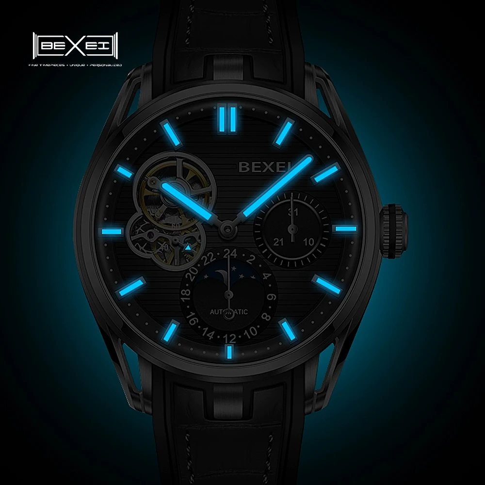 BEXEI 9226 Displays for Hour Date of month mechanical 316L Case Automatic Movement Roman Numerals Man watch K1 Crystal