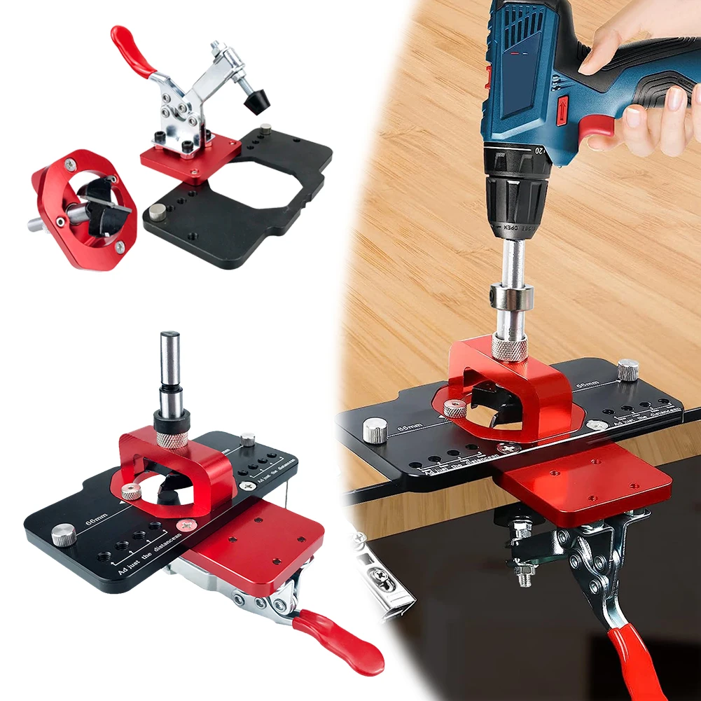 35mm Concealed Hinge Drilling Jig Hinge Boring Hole Drill Guide Locator Aluminum Alloy 35mm Hinge Boring Jig Puncher Template