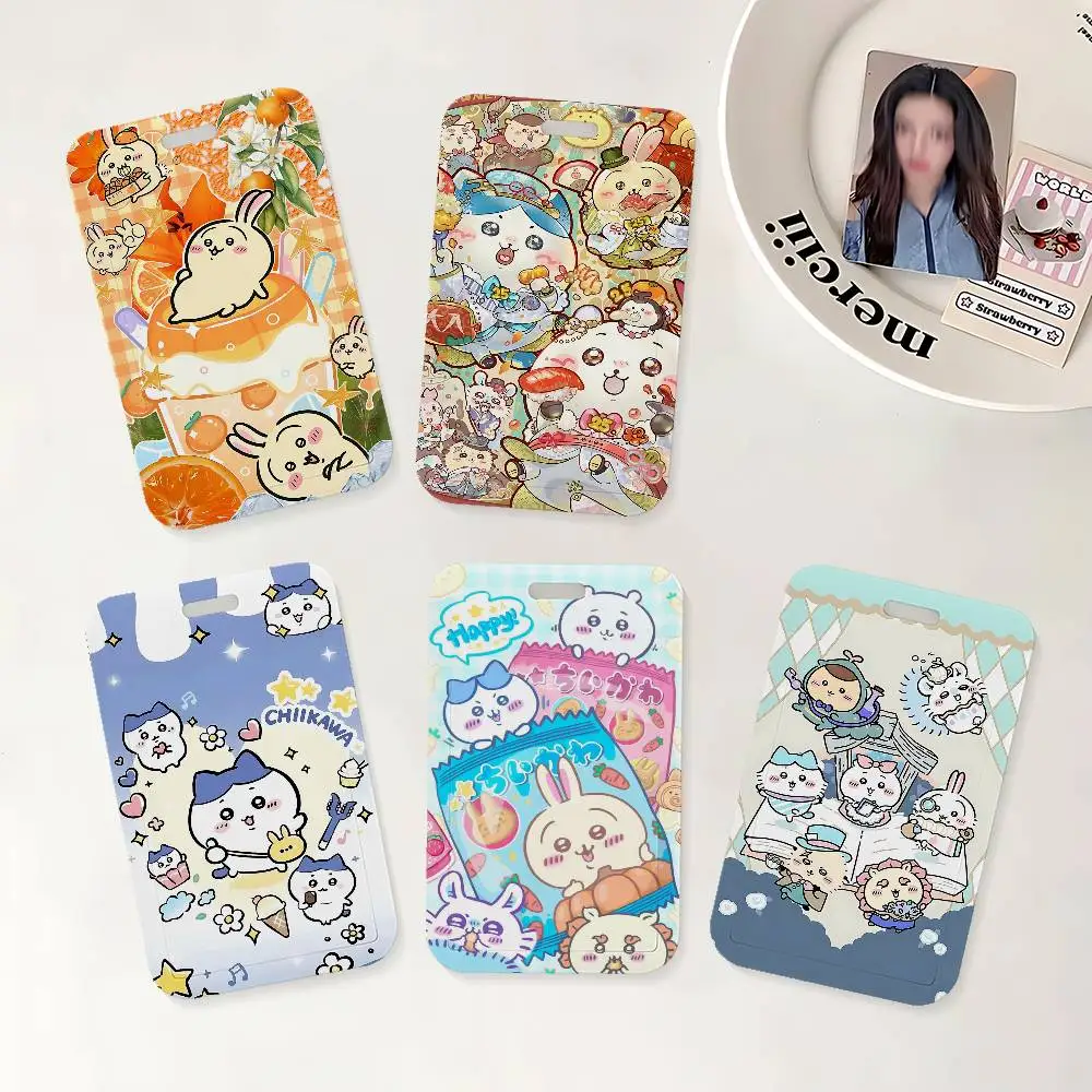 Cute C-Chiikawas Cartoon ID Badge Holder With Lanyard Neck Strap For Office School Name Card Credentials Case