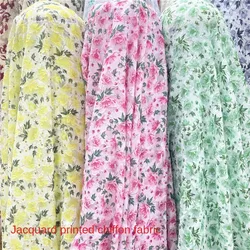 Thin Jacquard Chiffon Fabric By The Meter for Dress Suits Skirt Pants Women Shirt Diy Sewing Needlework Cloth Summer Flower Soft