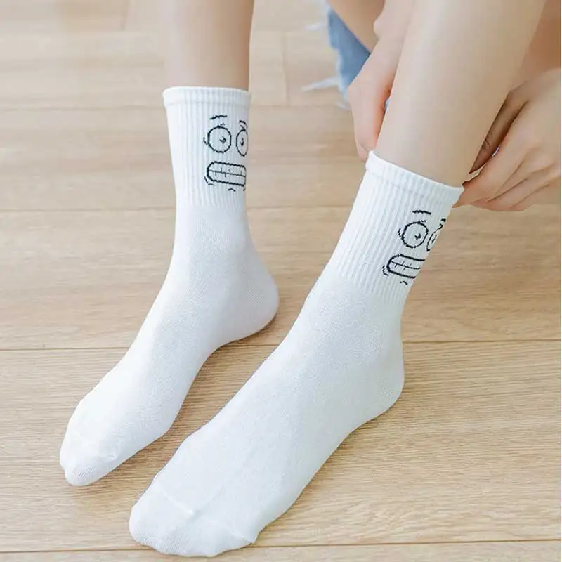 Women White Socks Cotton Cute Funny Socks Anime Kawaii Smiley Harajuku Designer Socks Christmas Family