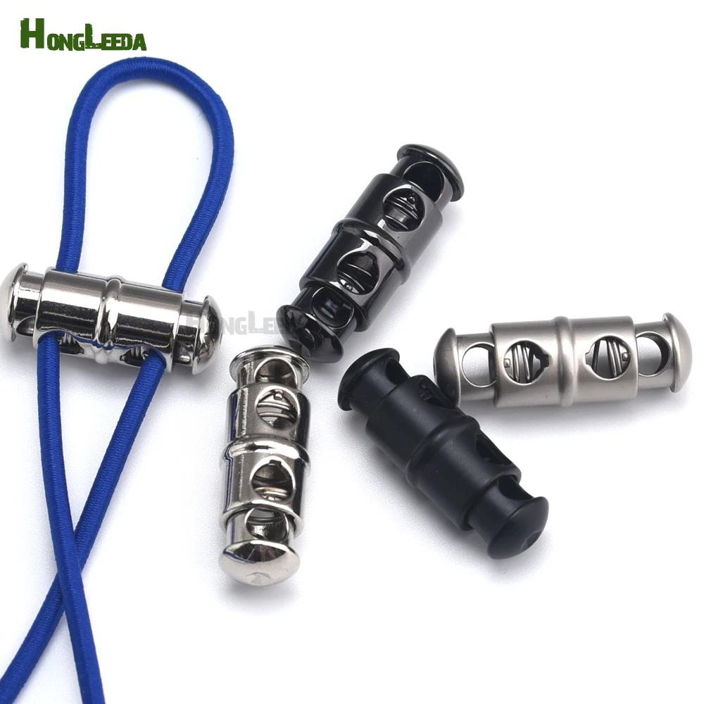 Metal Alloy Stoppers, Toggle Cord Locks, Drawstring Lock, Two Holes, 5mm Hole, Black, STP-004, 30 Pcs/Lot