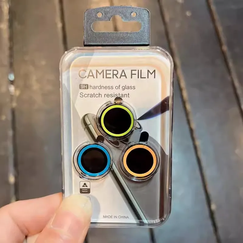 1 Set Luminous  Camera Protector Film For IPhone 14 13 12 11 15 Pro Max 14 Plus 12 13 Mini Lens Ring Tempered Glass Glowing Cap