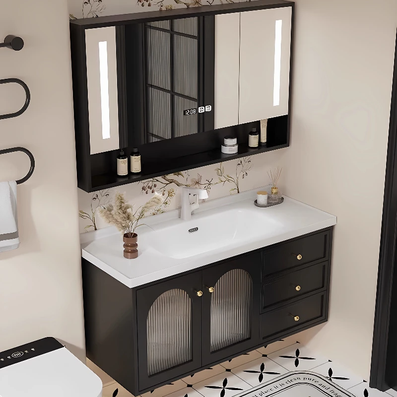 Postmodern Light Bathroom Cabinets Standing Basin Makeup Storage Bathroom Cabinet Funky Mirror Toilet Gabinete Hotel Furniture