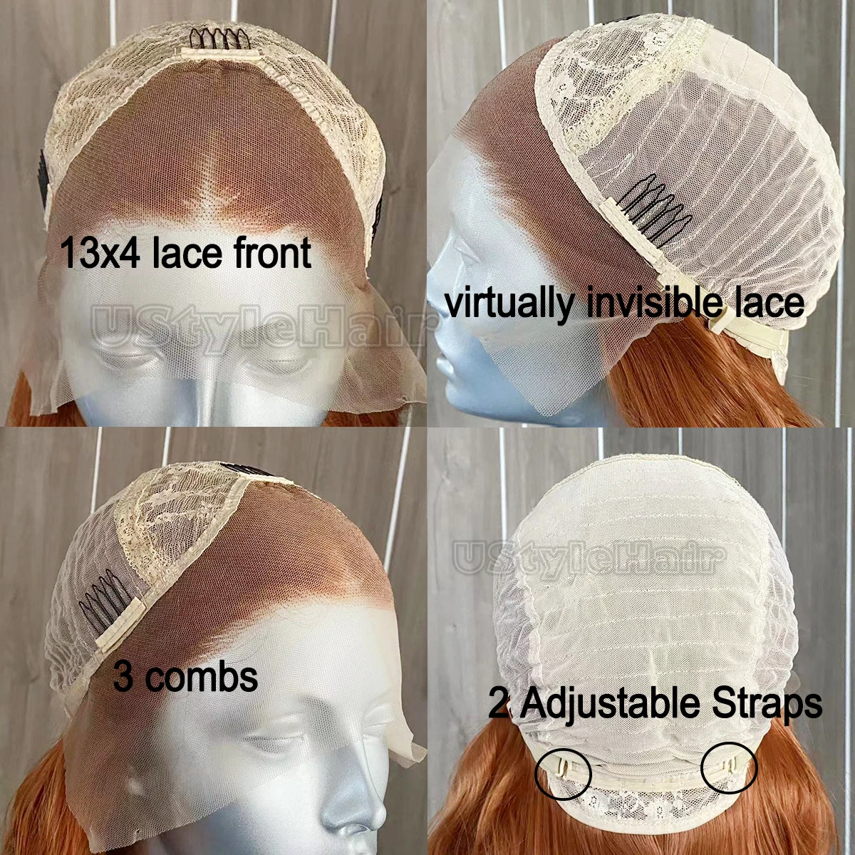 الزنجبيل بوب شعر مستعار قصير مستقيم الدانتيل شعر مستعار أمامي للنساء 13x4 شعري طبيعي ارتداء اليومي الباروكات مقاومة للحرارة الاصطناعية بوب الباروكات #4