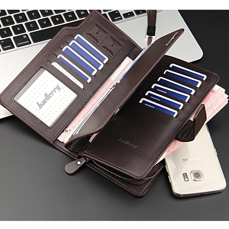 Baellerry Men's Long Wallet Casual Business Zipper Handbag Large Capacity Mobile Phone Storage Bag with Card Holder