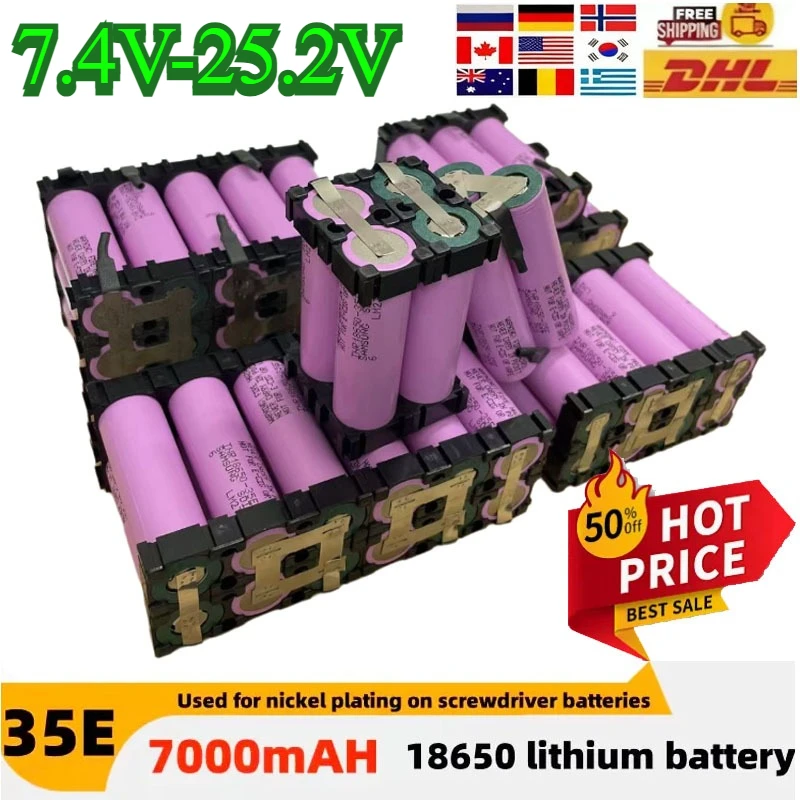 7.4V-8.4V 10.8V-12.8V 14.8V-16.8V 18V-21V 22.2V-25.2V INR18650 35E Battery Pack Custom 18650-35E Battery Welding Battery Pack