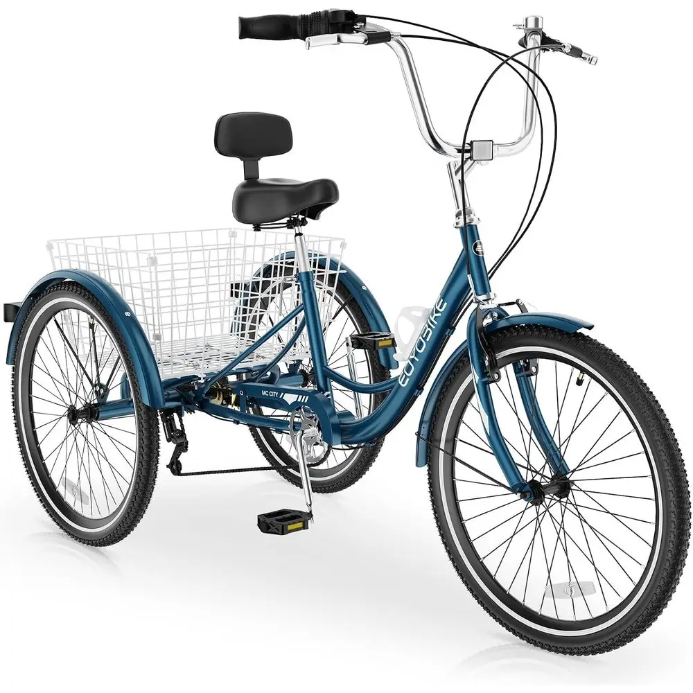 

26 Adult Trike, 7-Speed, Low Step-Through, Large Basket, 350 lbs Capacity, Padded Seat, Reflective Safety