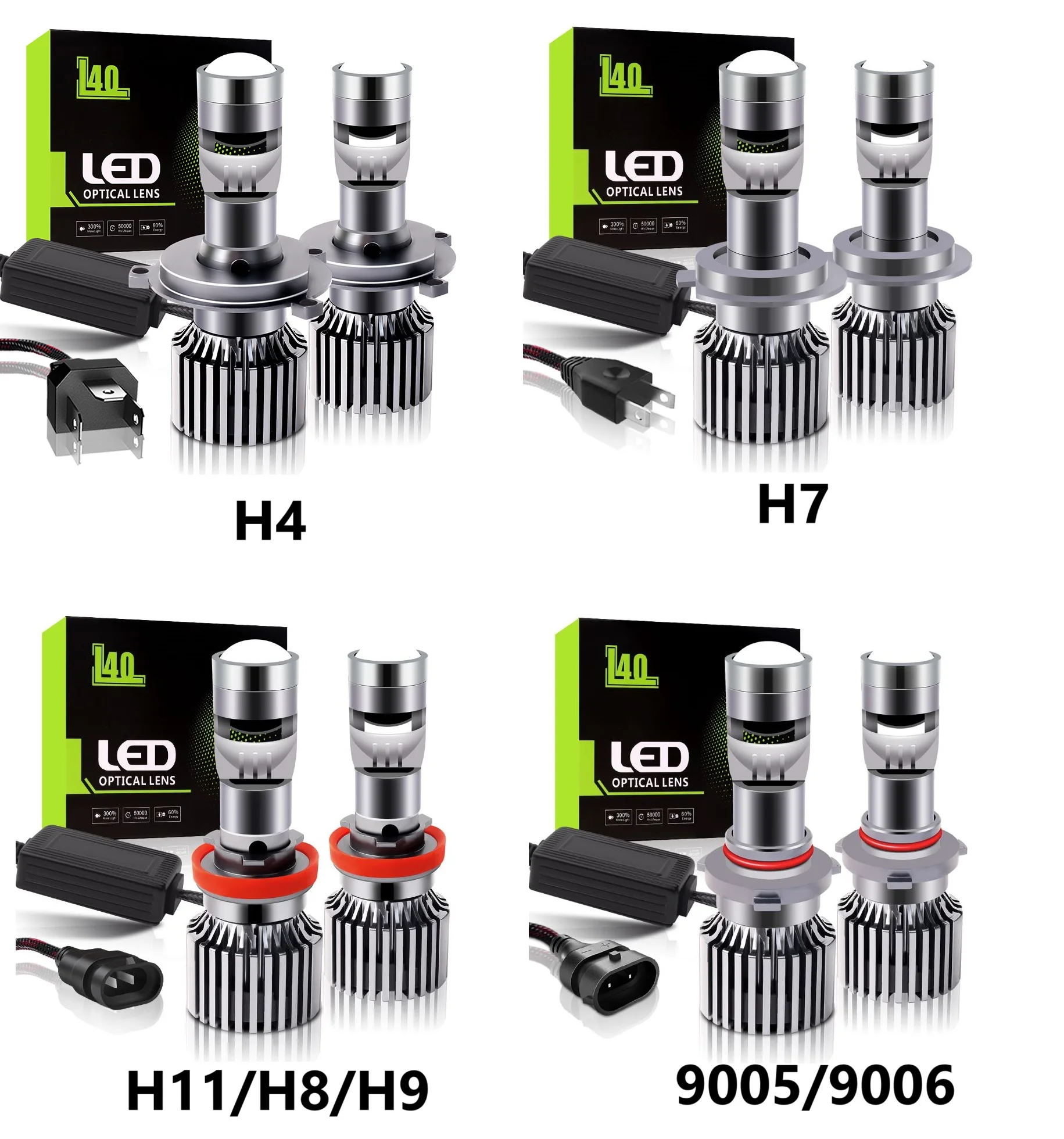 H4 LED Laser Lens H7 LED Light H11 LED Headlight Bulb Mini Lens Projector 9005 HB3 9006 HB4 H10 120W 10000LM 2PCS