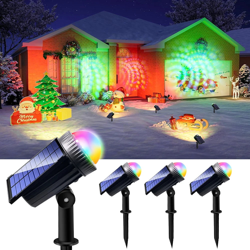2/4 Stück LED-Solarstrahler für den Außenbereich, RGB-Solar-Landschaftsbeleuchtung, IP65 wasserdichte Wandleuchten für Garten, Hof, Palmen, Auffahrt