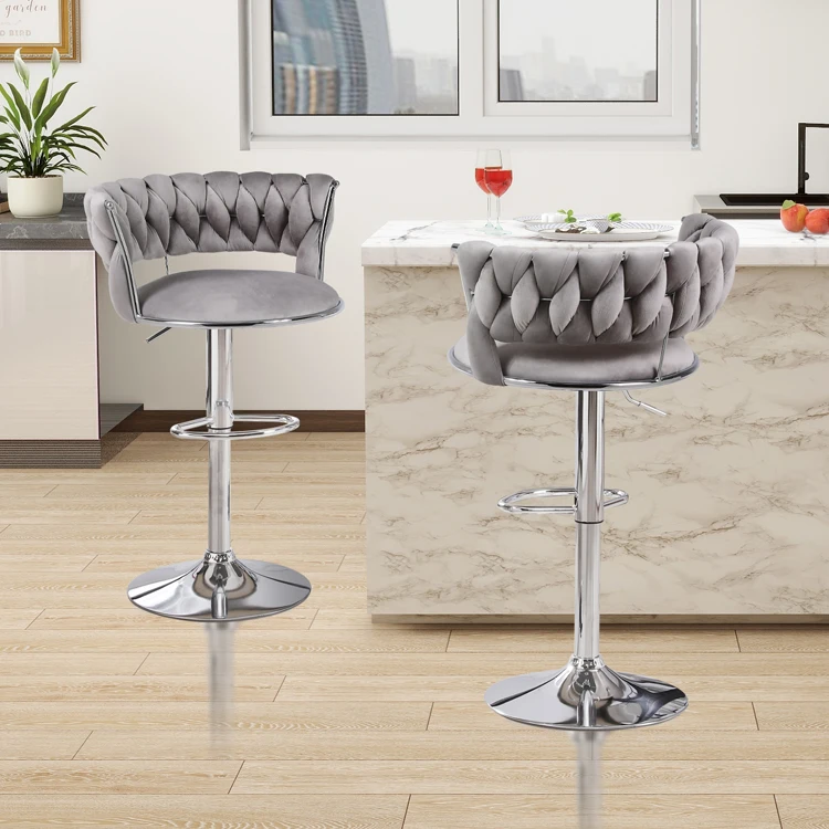 

Modern Kitchen bar Stool bar Stools Silver Fabric Stainless Steel bar Stool