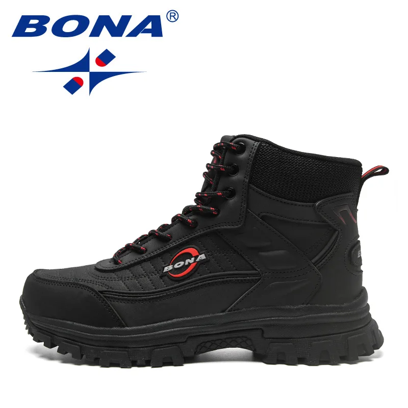 BONA 2023 New Designer Nubuck Anlke Boots Men High Top Anti-Slip Hiking Boots Man Plush Warm Winter Short Boots Walking Footwear