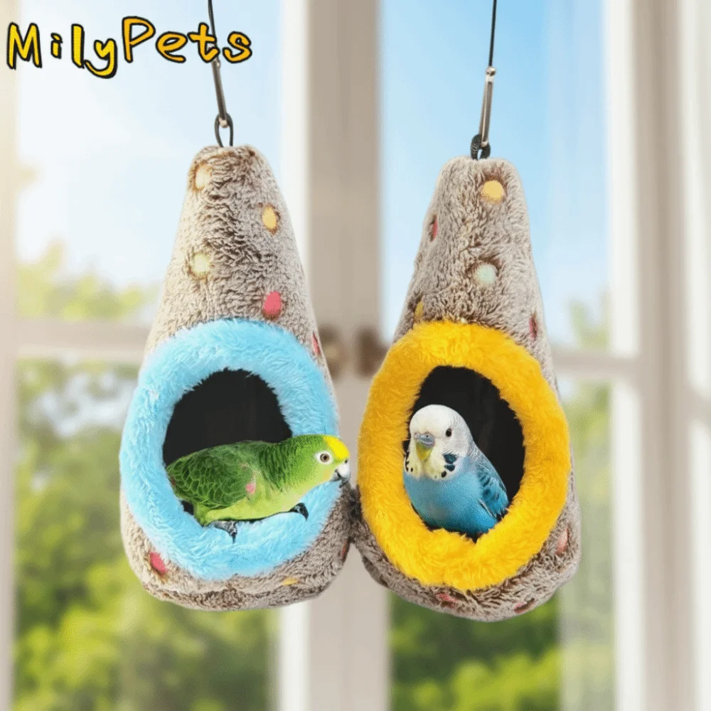 

Cute Warm Egg-Shaped Bird Nest Fleece Thickened Bird Hammock Breathable Cozy Plush Birds House for Cockatiels Lovebirds