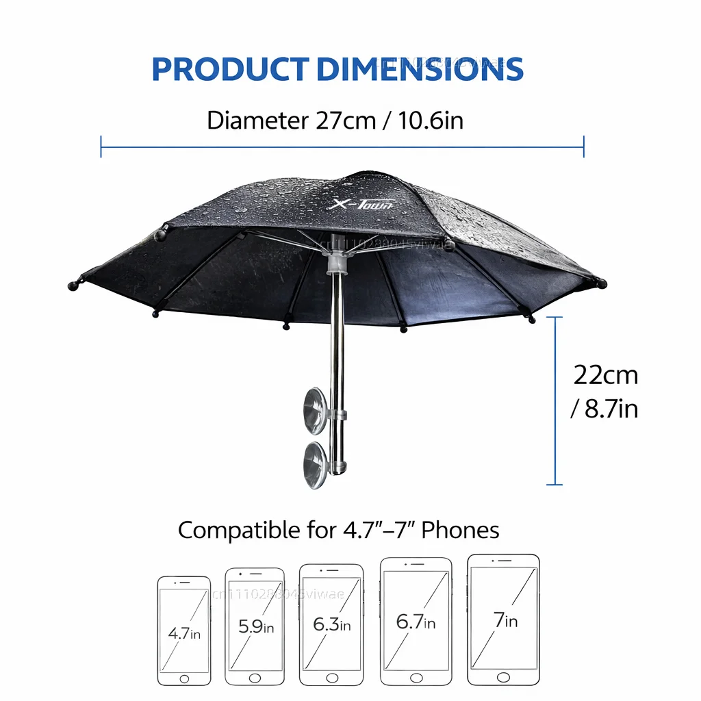 For KYMCO X-TOWN Motorcycle Phone Umbrella Holder Waterproof Sunshade Anti Glare Rainproof Handlebar GPS Mount