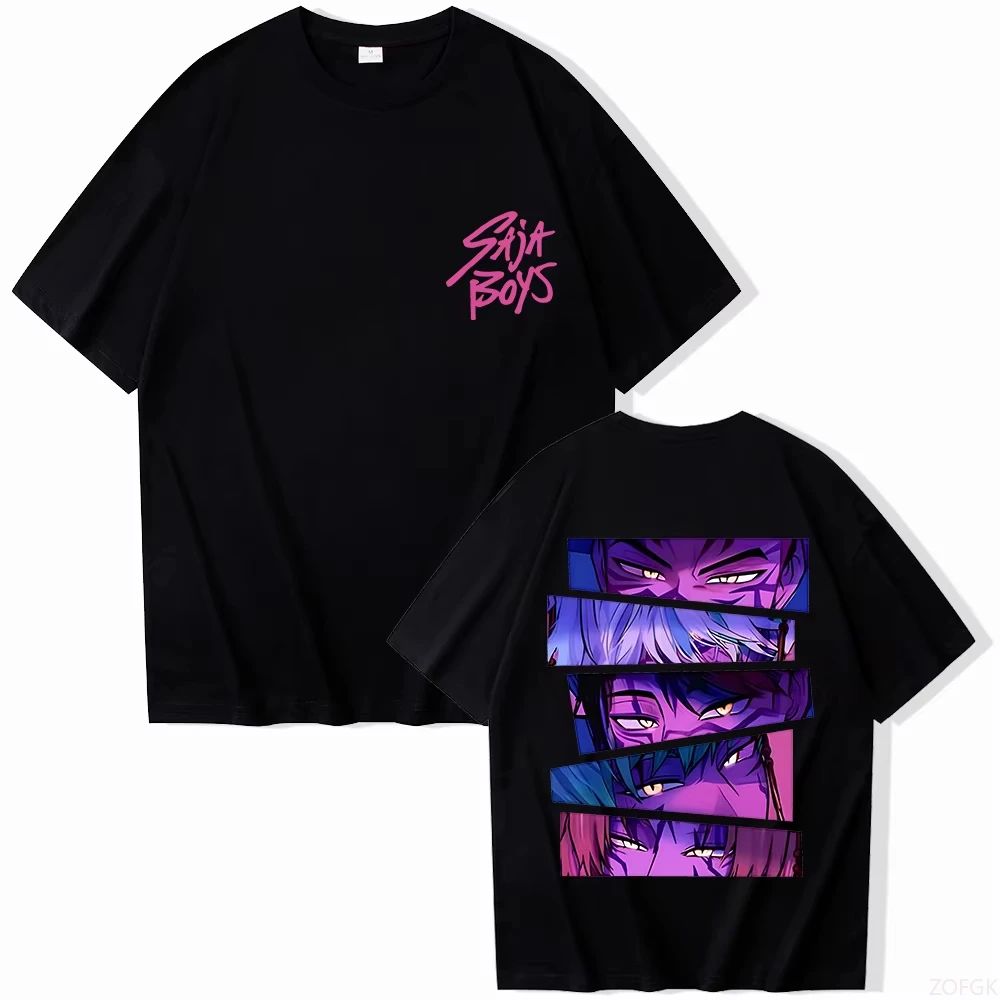 2025 new Kpop Demon Hunter Saja Boys T-shirt Harajuku O-neck Casual Anime T-Shirt Tops Unisex t shirts harajuku image 3
