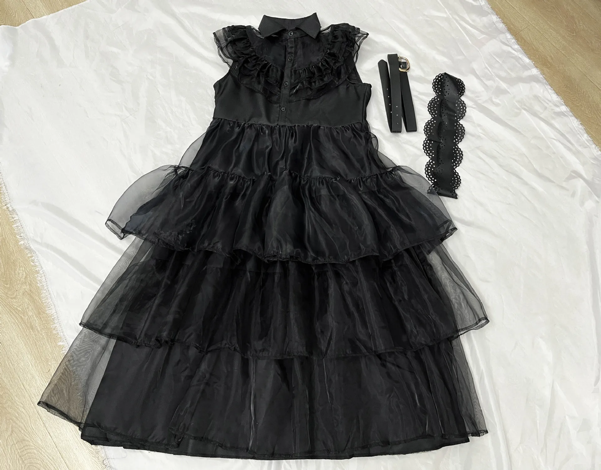 Damen Gothic Blutige Zombie-Braut Cosplay-Kleid mit Rosen-Schleier, Spitzenhandschuhen, Halloween, dunkler Horror, Bühnen-Rollenspiel, Kostüm – Detail 17
