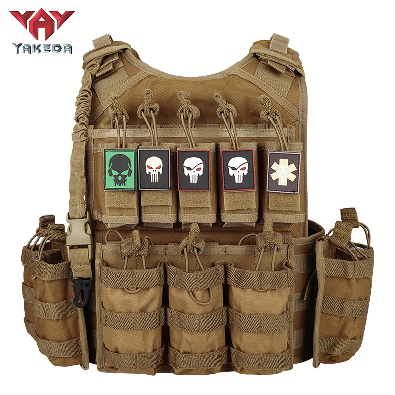 YAKEDA Training Tactical Vest Detachable Reconfigurable Multi-Purpose Chest Vest Wilderness Survival Vest