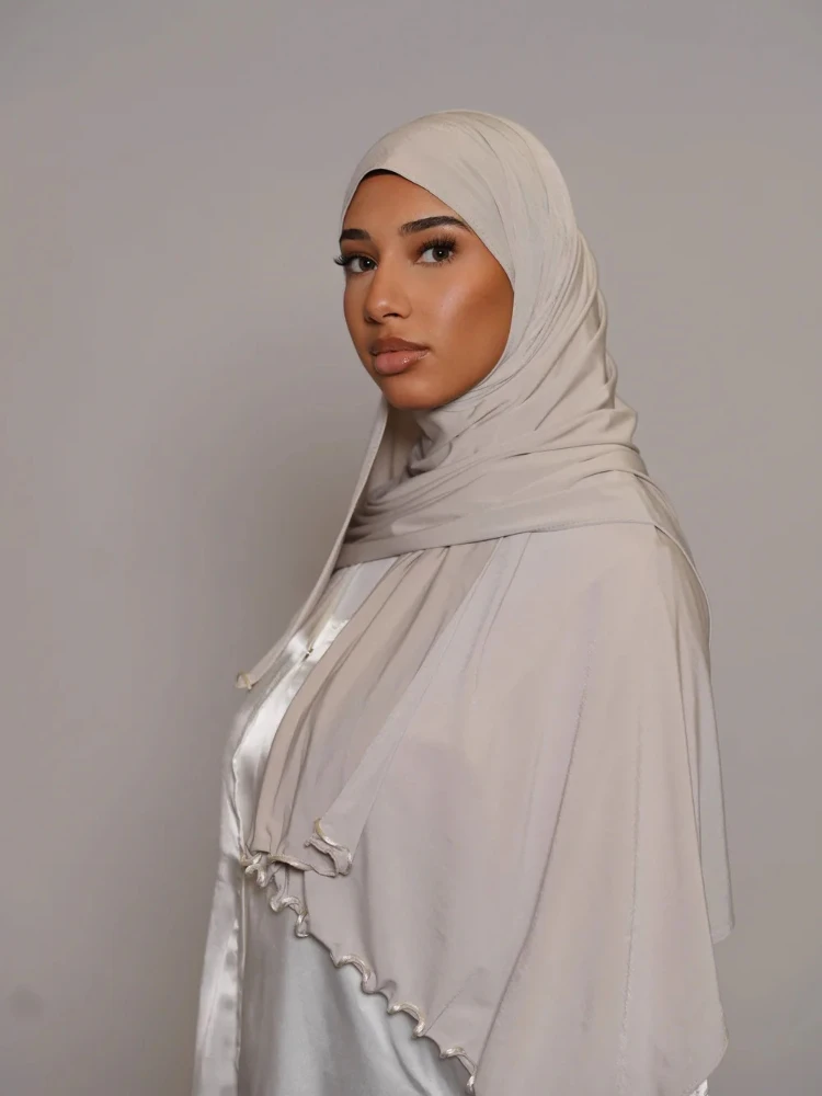 

Liseré Wavy Fériel Jersey Hijab Fungus Edge Solid Color Milk Silk Scarf Headscarf Shawl Silk Scarf Stretch Knitted Scarf Women