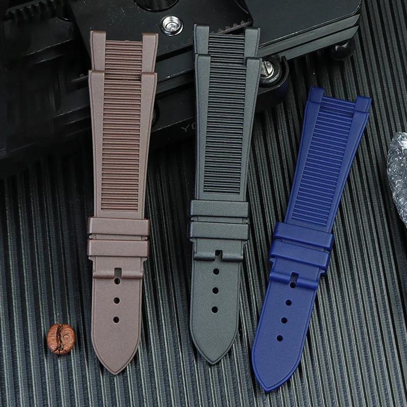 Notched silicone watch strap 24*13mm for Hamilton devil fish H78615135 H78615335 Rubber Watch band men's wristband Bracelet belt